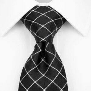 Tommy Hilfiger Silk Tie Geometric Black Brown Vintage 90's